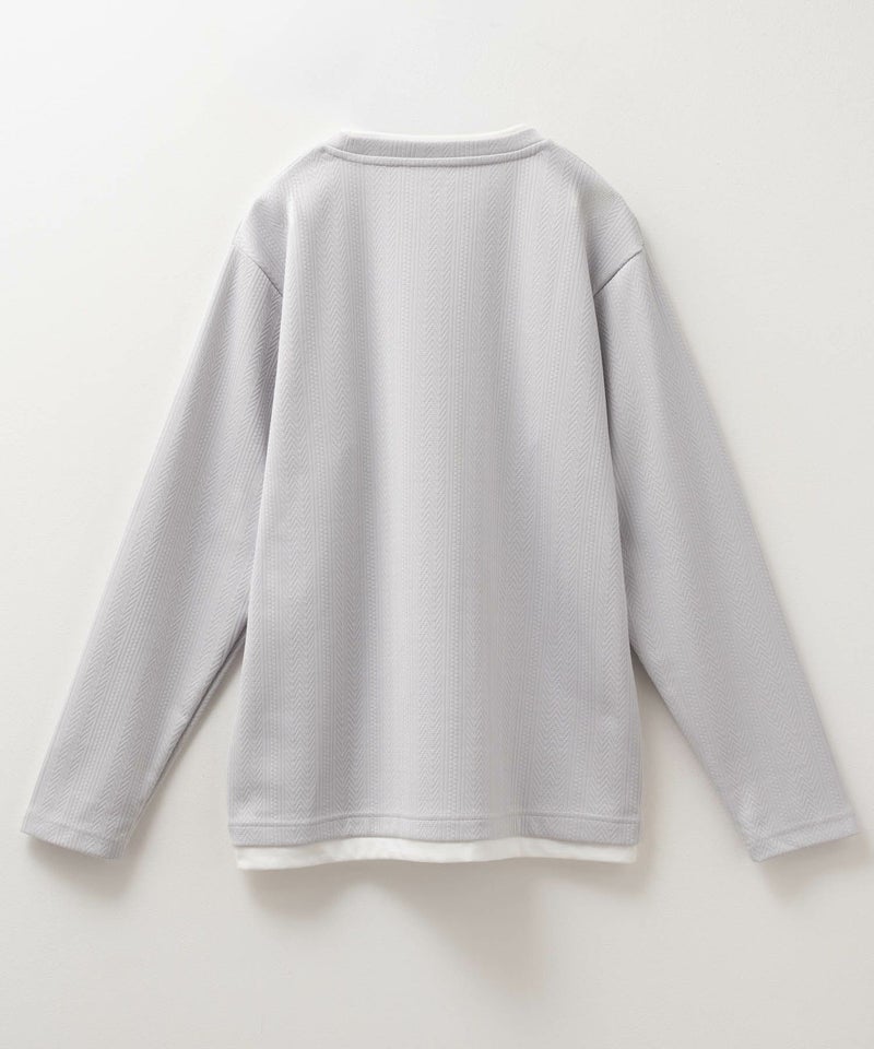 NAVY 時短コーデ ヘリンボーン長袖Tシャツ メンズ商品画像-6