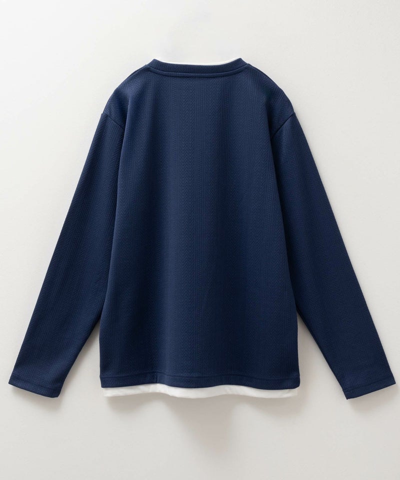 NAVY 時短コーデ ヘリンボーン長袖Tシャツ メンズ商品画像-10