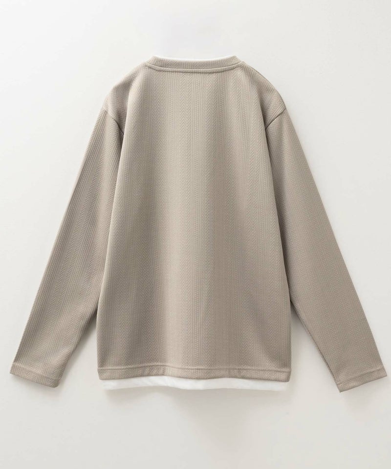 NAVY 時短コーデ ヘリンボーン長袖Tシャツ メンズ商品画像-12