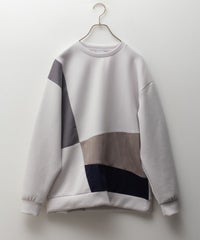 URBAN COLLECTION エアスムージー ポンチ素材 切替クルーネックプルオーバー メンズ