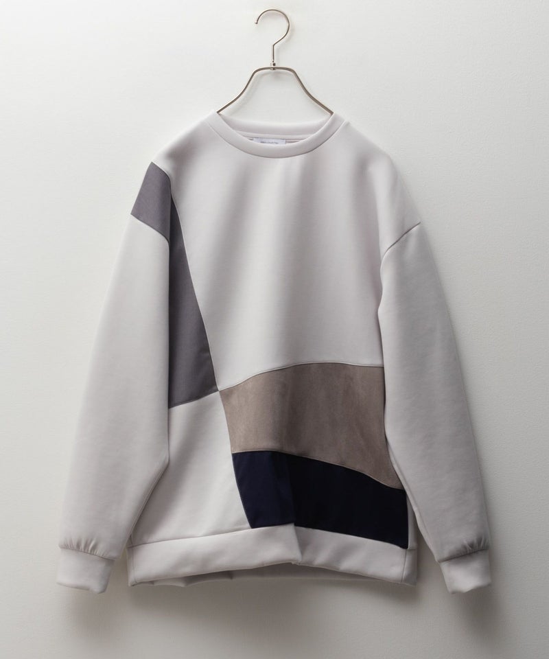 URBAN COLLECTION エアスムージー ポンチ素材 切替クルーネックプルオーバー メンズ商品画像-1