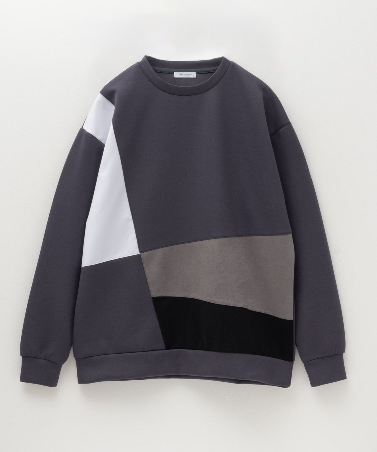 URBAN COLLECTION エアスムージー ポンチ素材 切替クルーネックプルオーバー メンズ