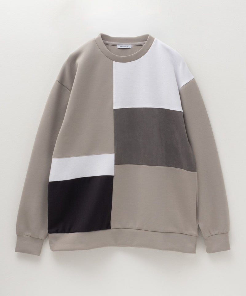 URBAN COLLECTION エアスムージー ポンチ素材 切替クルーネックプルオーバー メンズ商品画像-11