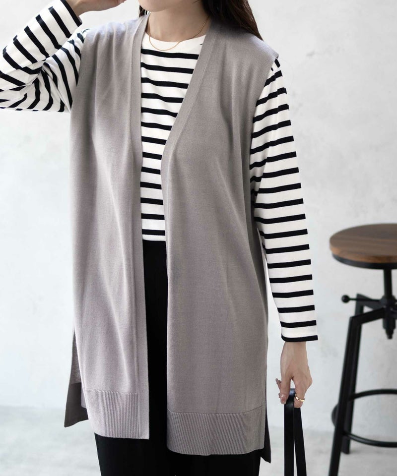 [期間限定knit]nAvy ロングジレアンサンブル レディース商品画像-4