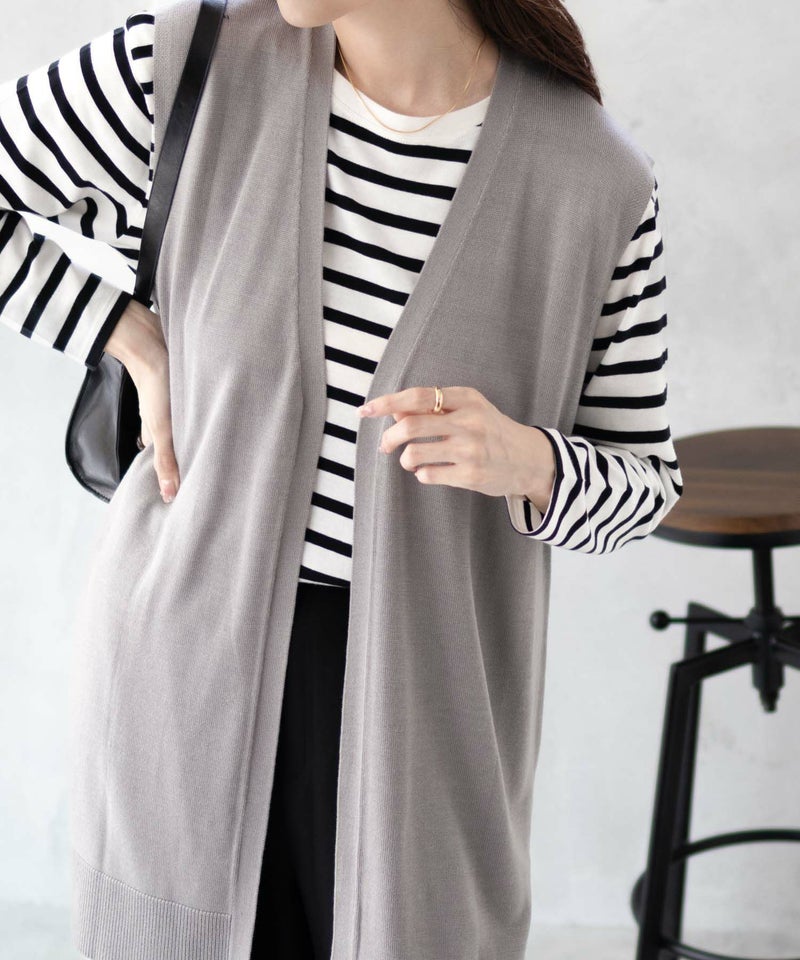 [期間限定knit]nAvy ロングジレアンサンブル レディース商品画像-5