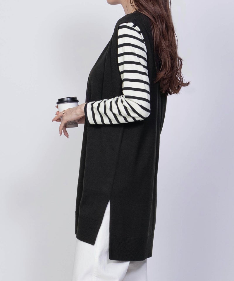 [期間限定knit]nAvy ロングジレアンサンブル レディース商品画像-10