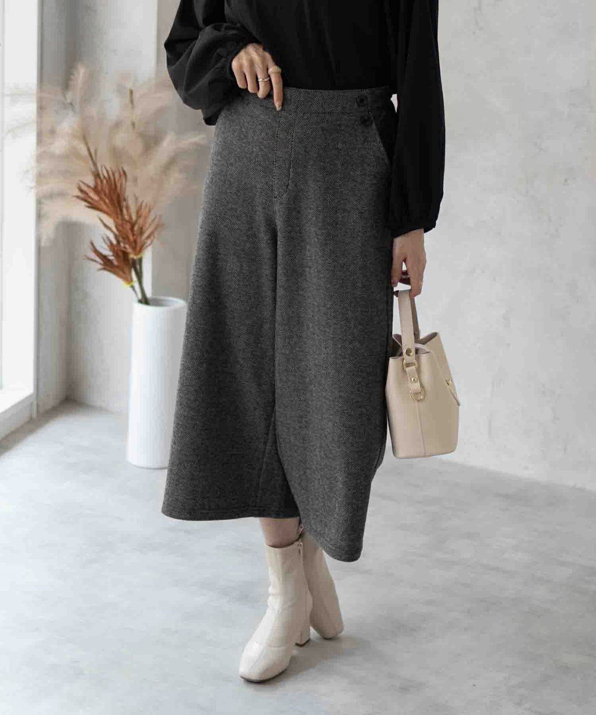 Howdy Marie ニットワイドクロップドパンツ レディース