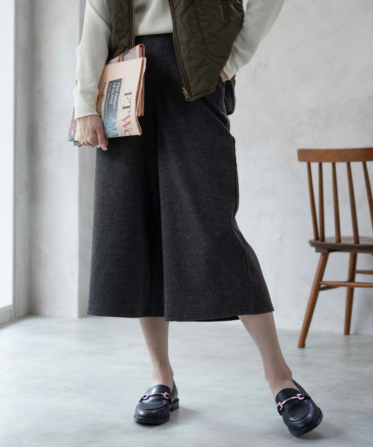 Howdy Marie ニットワイドクロップドパンツ レディース