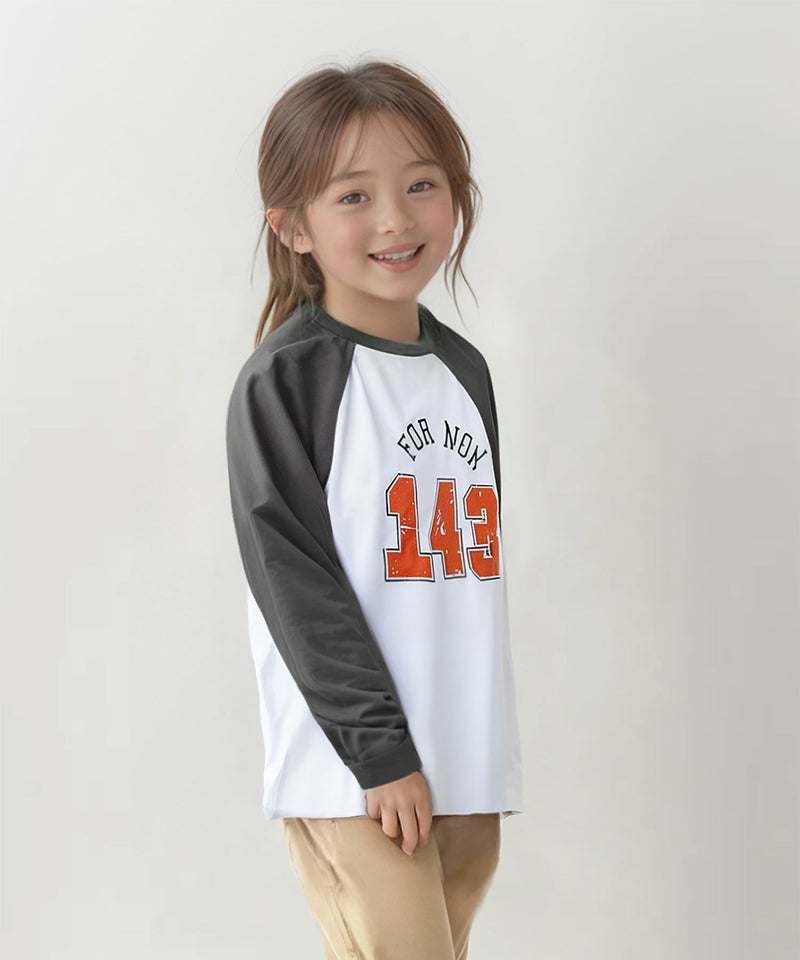 T-GRAPHICS かすれラグラン長袖Tシャツ キッズ メール便 対応商品商品画像-1