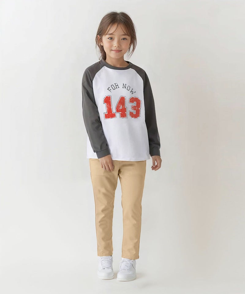 T-GRAPHICS かすれラグラン長袖Tシャツ キッズ メール便 対応商品商品画像-3