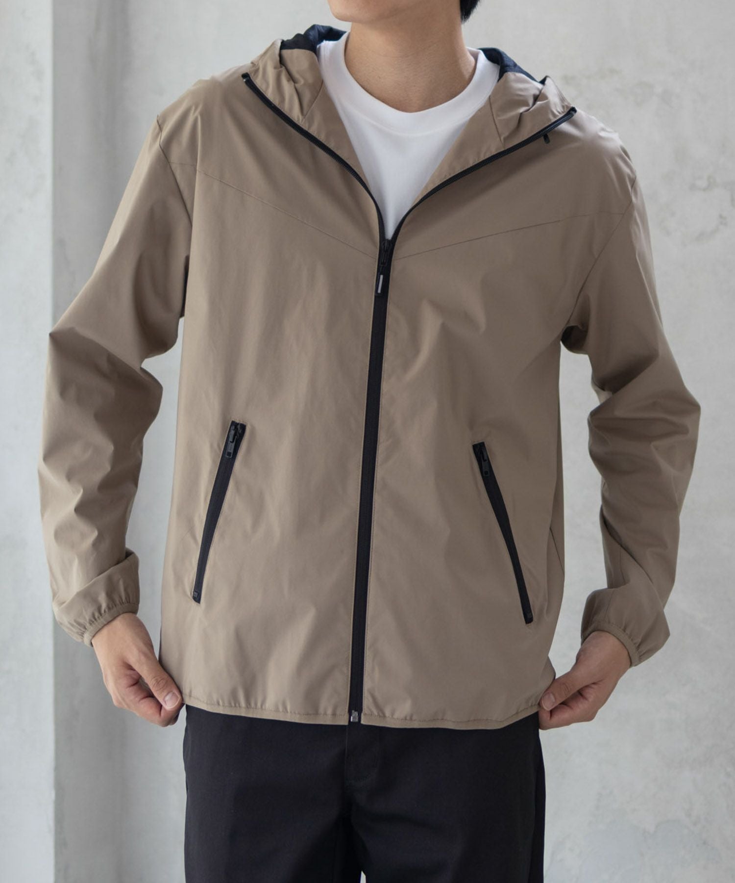 NAVYシャットアウター SOLOTEX(R)使用 裏メッシュフードジャケット メンズ