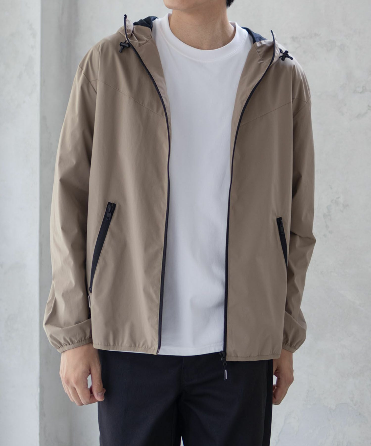 NAVYシャットアウター SOLOTEX(R)使用 裏メッシュフードジャケット メンズ