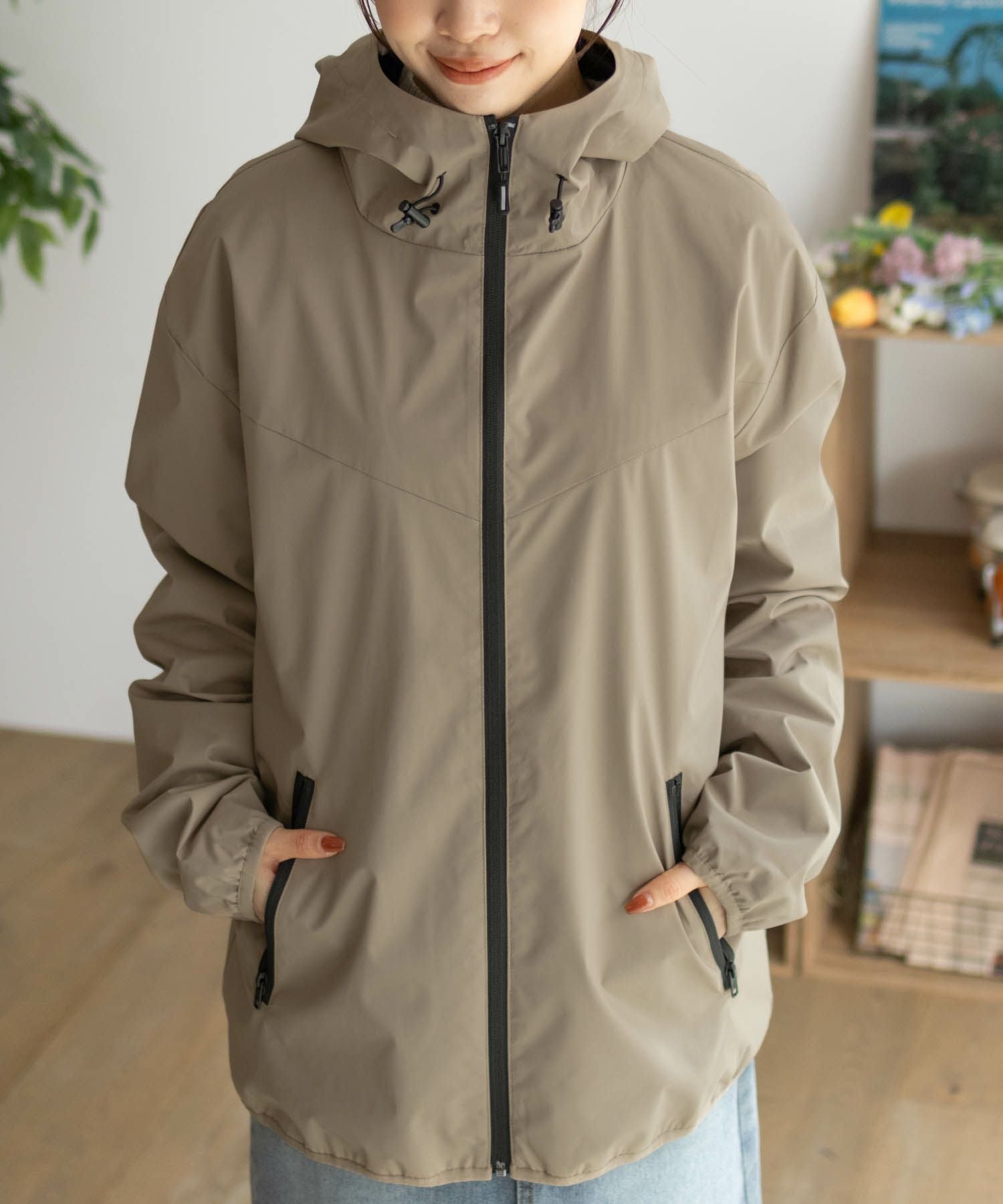 NAVYシャットアウター SOLOTEX(R)使用 裏メッシュフードジャケット メンズ
