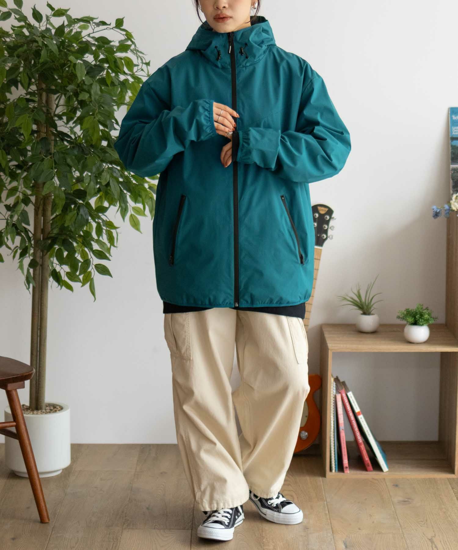 NAVYシャットアウター SOLOTEX(R)使用 裏メッシュフードジャケット メンズ