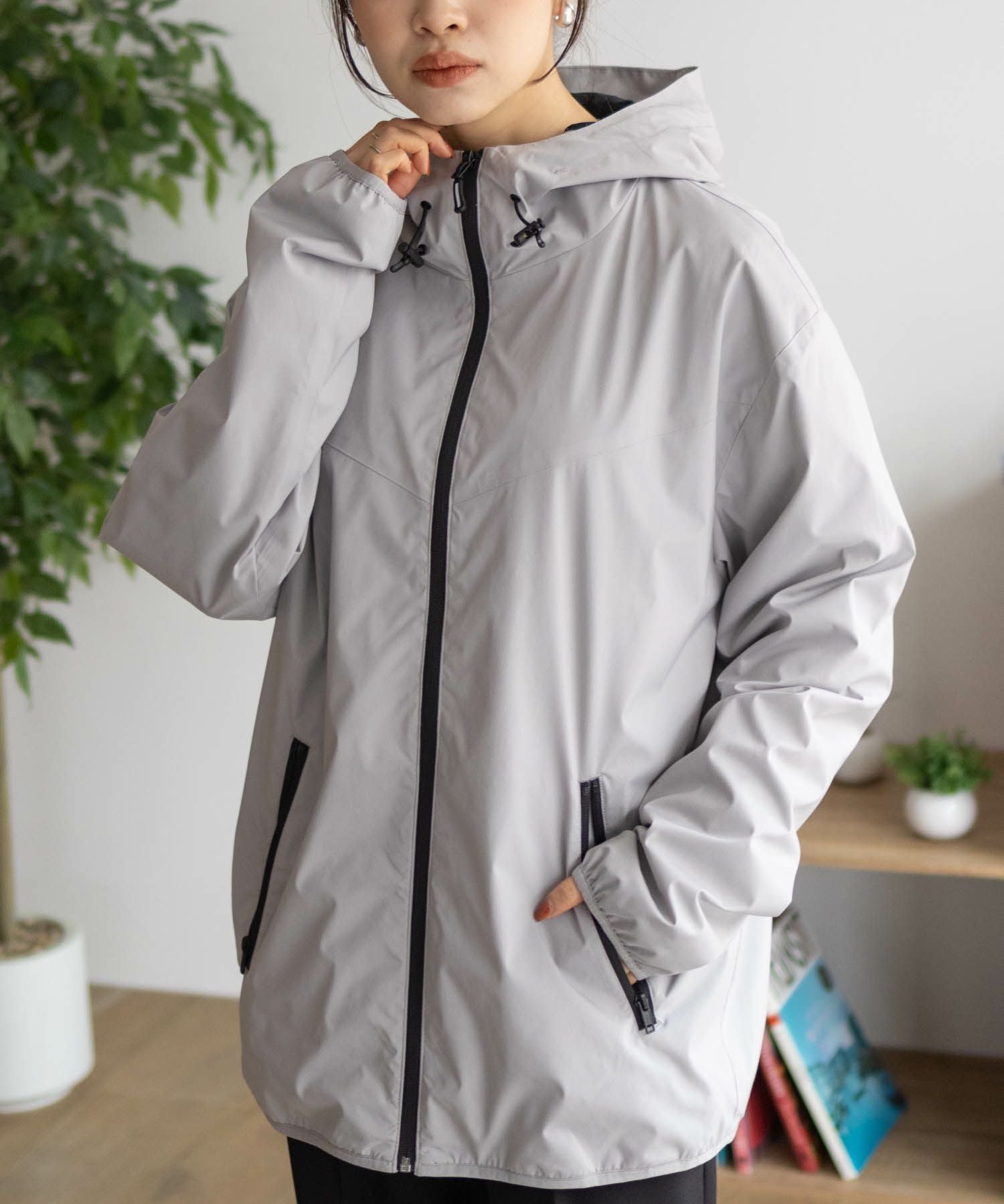 NAVYシャットアウター SOLOTEX(R)使用 裏メッシュフードジャケット メンズ
