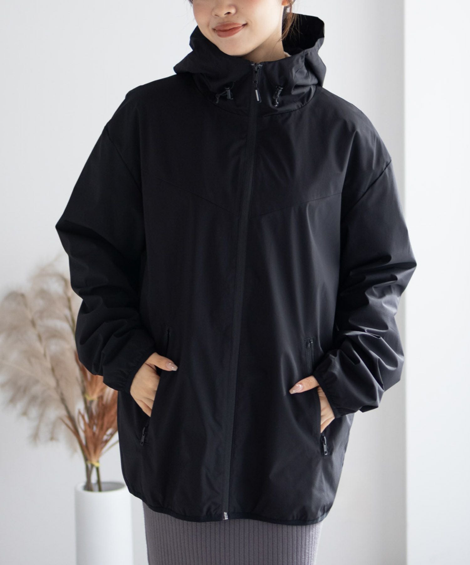 NAVYシャットアウター SOLOTEX(R)使用 裏メッシュフードジャケット メンズ