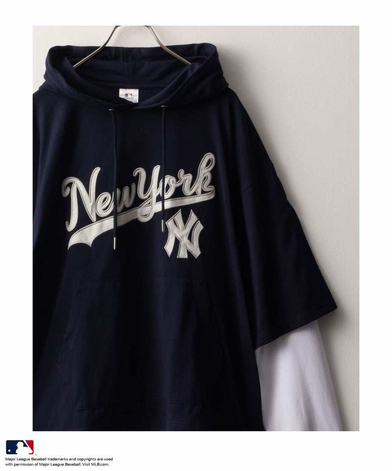 MLB フェイクレイヤードTシャツパーカー メンズ商品画像-1