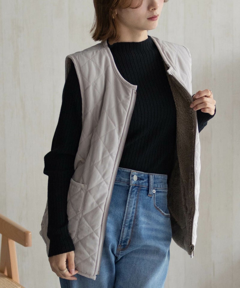 [期間限定価格]Howdy Marie  ボアタフタリバーシブルベスト レディース商品画像-5