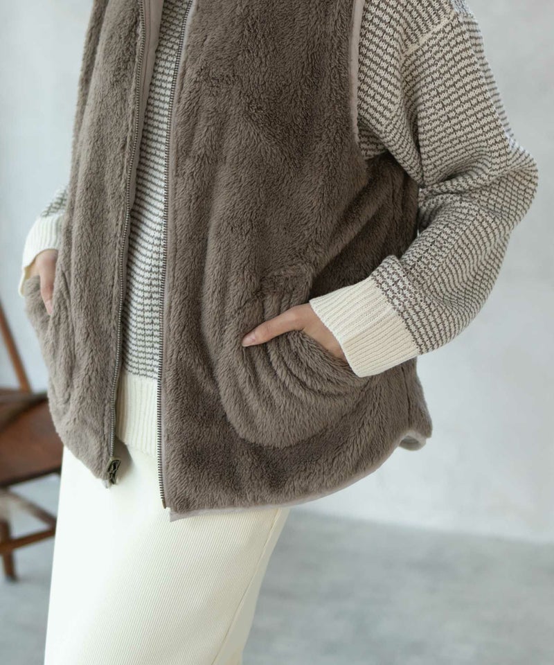 [期間限定価格]Howdy Marie  ボアタフタリバーシブルベスト レディース商品画像-8