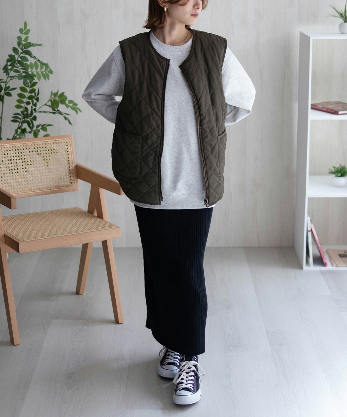 Howdy Marie ボアタフタリバーシブルベスト レディース