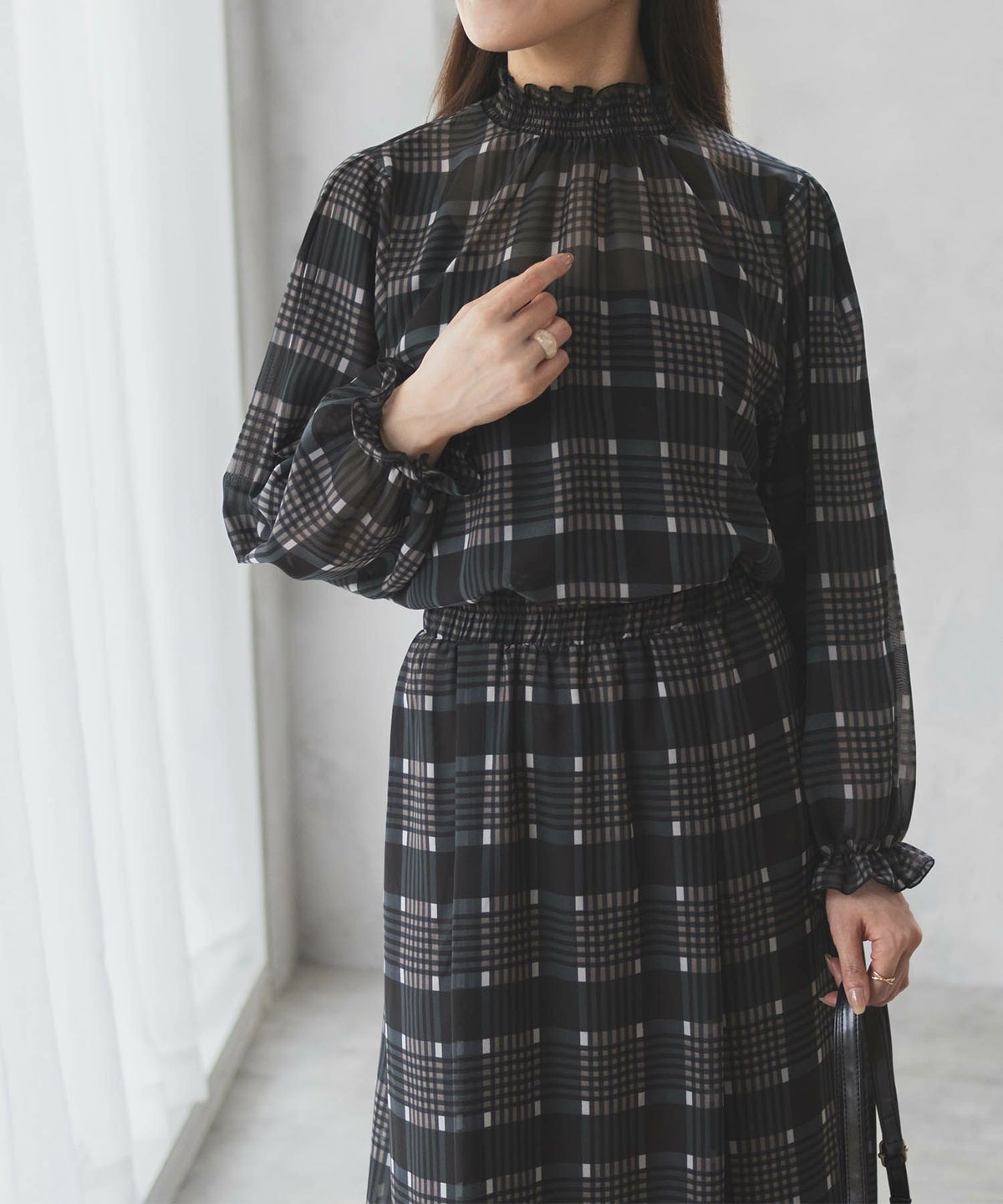 HusHusH チェックプリントブラウス レディース