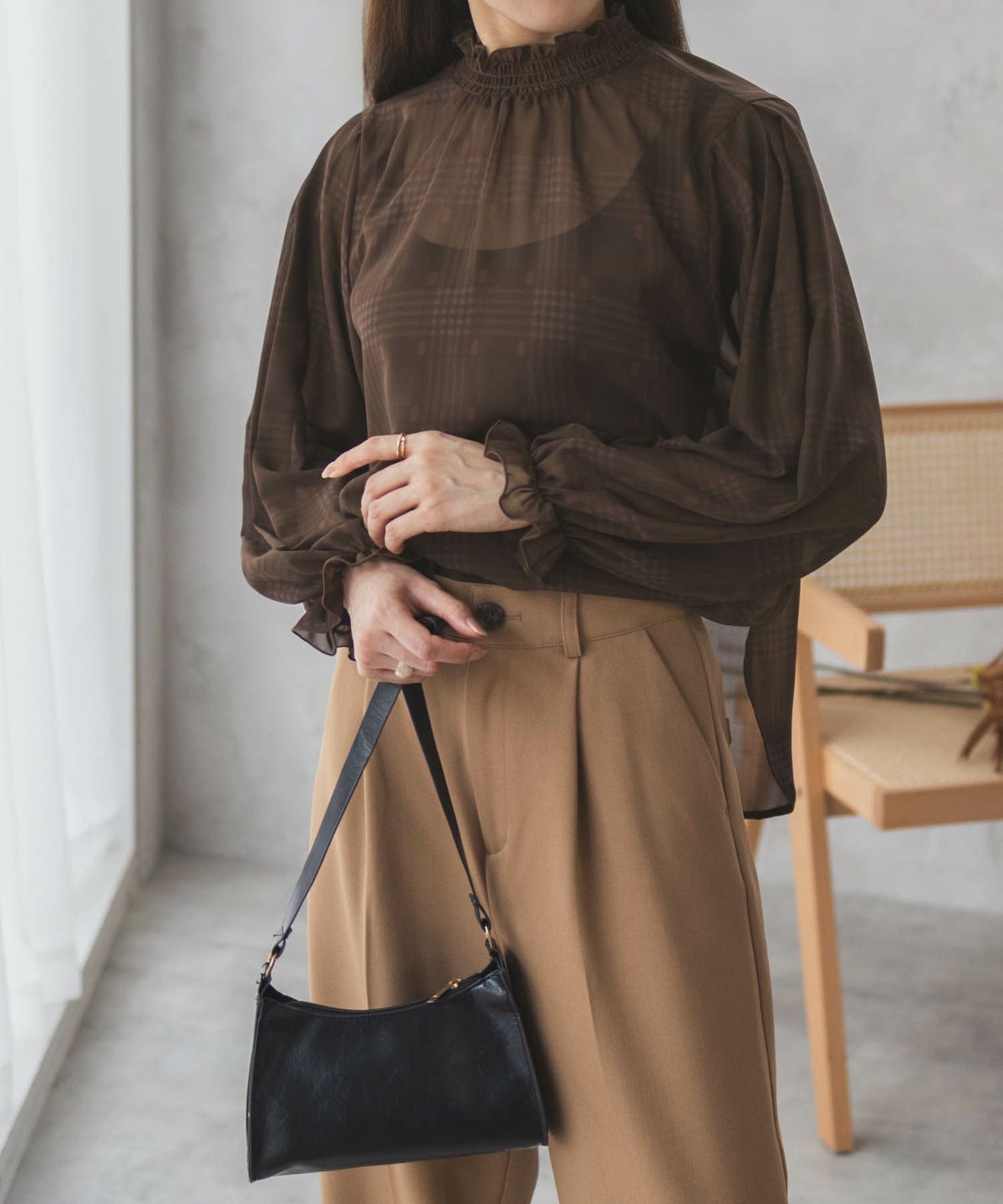 HusHusH チェックプリントブラウス レディース