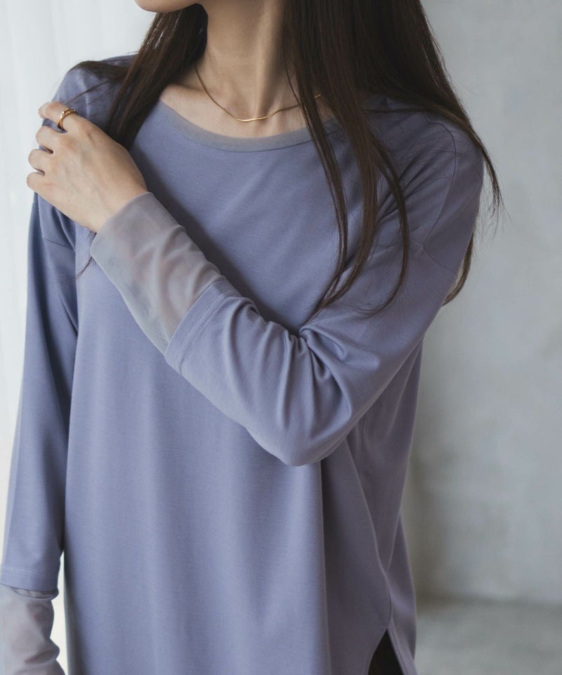 HusHusH 袖チュール長袖Tシャツ レディース メール便 対応商品商品画像-3