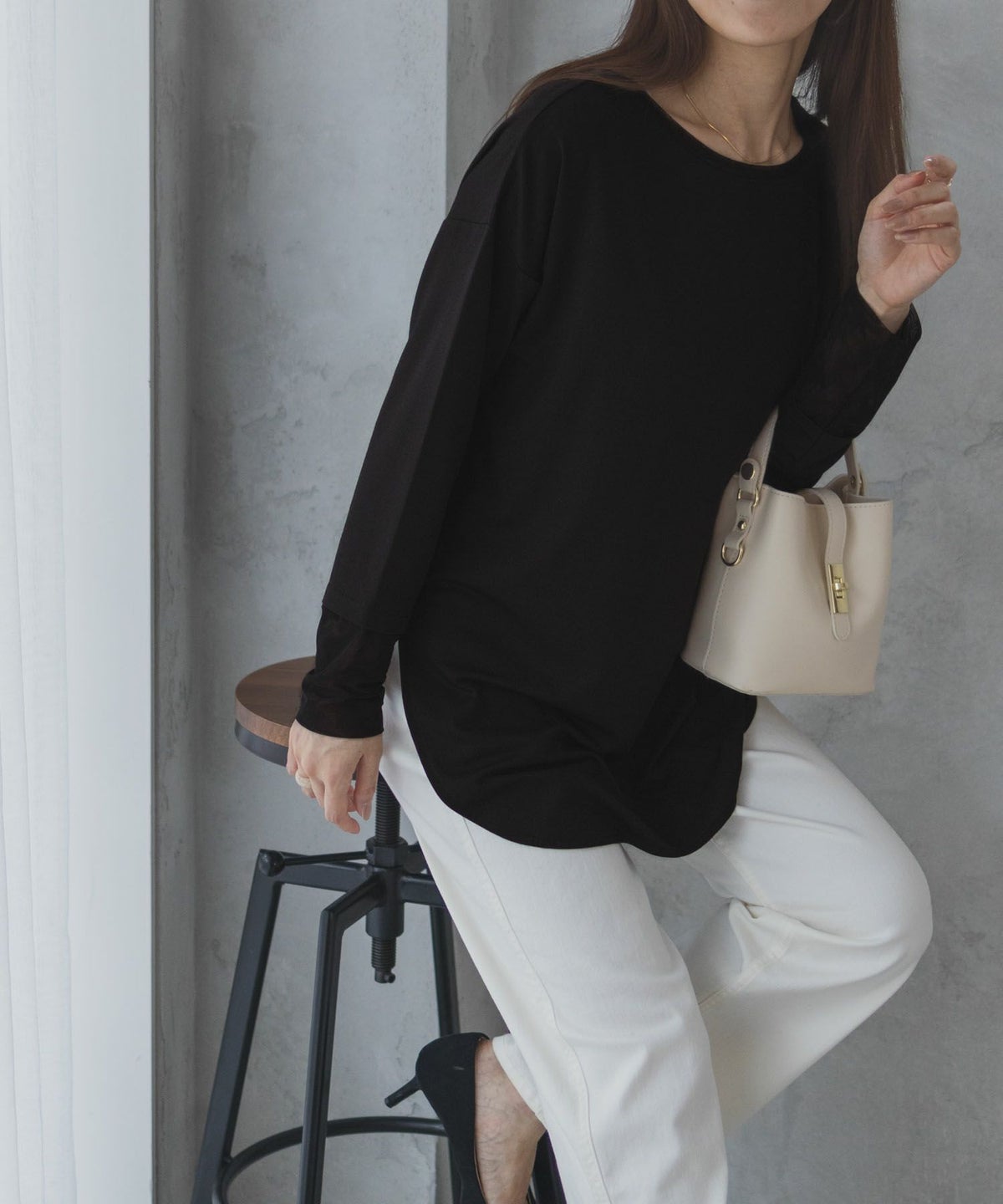 HusHusH 袖チュール長袖Tシャツ レディース ネコポス 対応商品