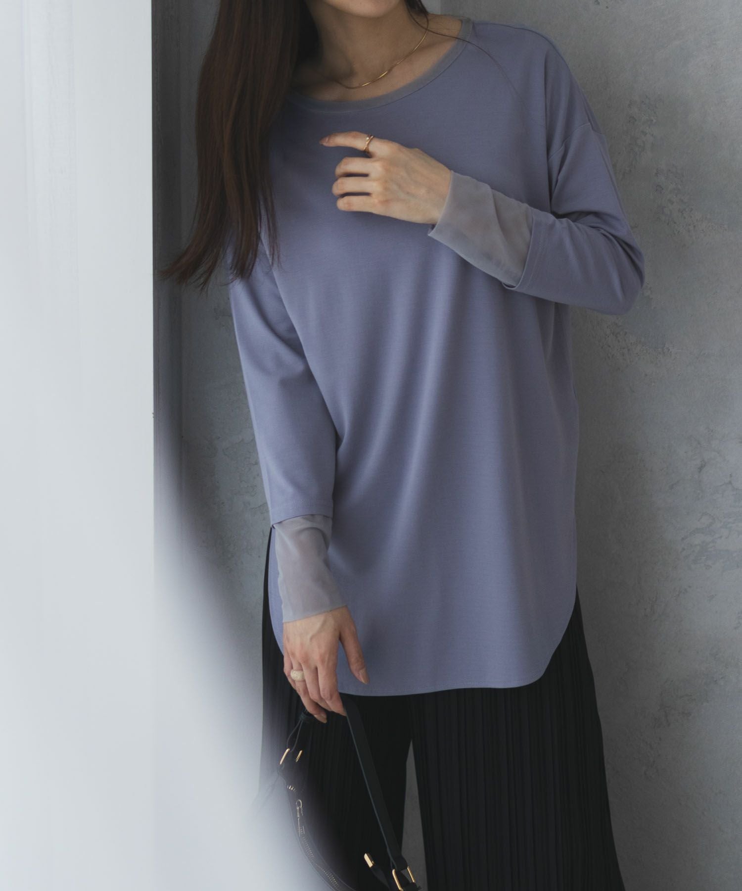 HusHusH 袖チュール長袖Tシャツ レディース