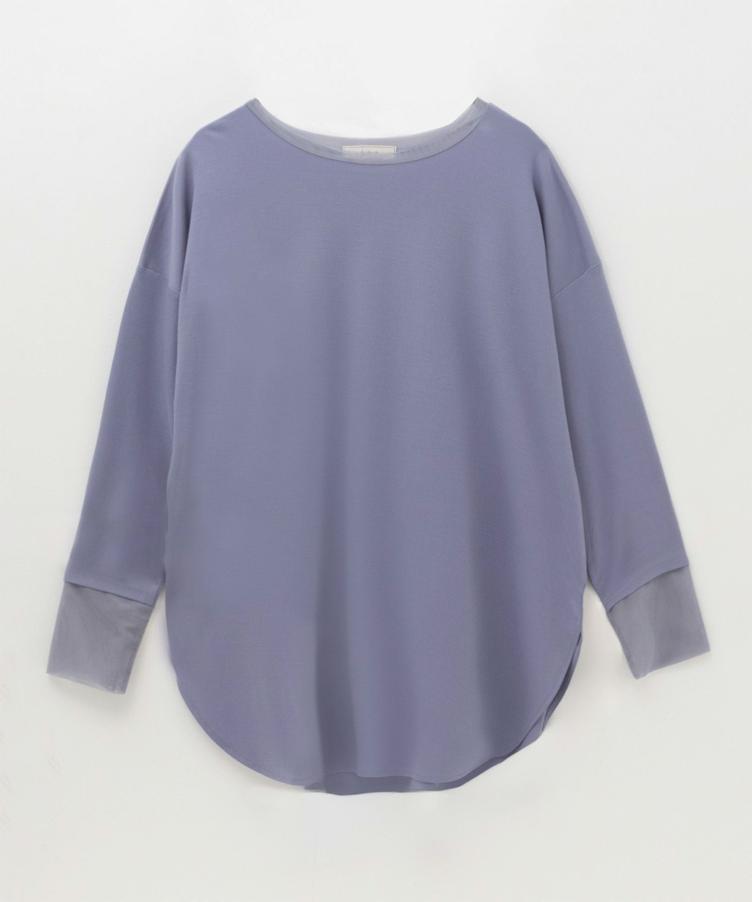 チュールカラーロングTシャツ HusHusH 袖チュール長袖Tシャツ レディース