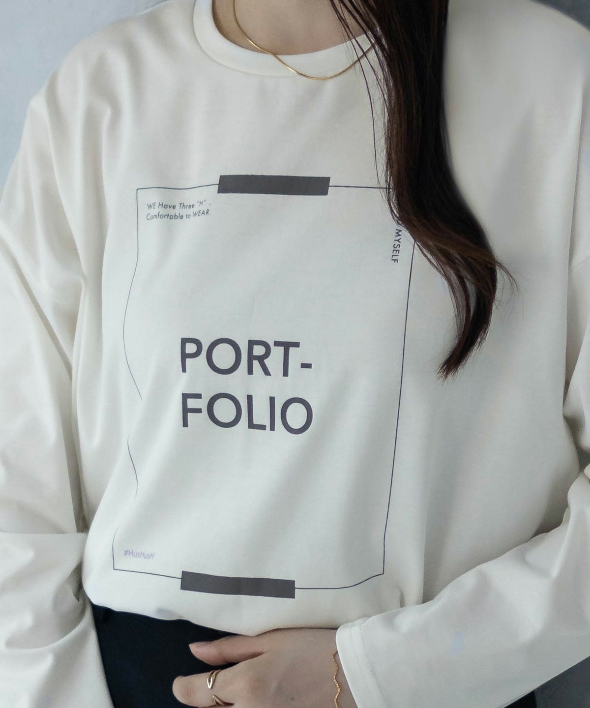 HusHusH 裾ラウンドプリントロンT レディース ネコポス 対応商品