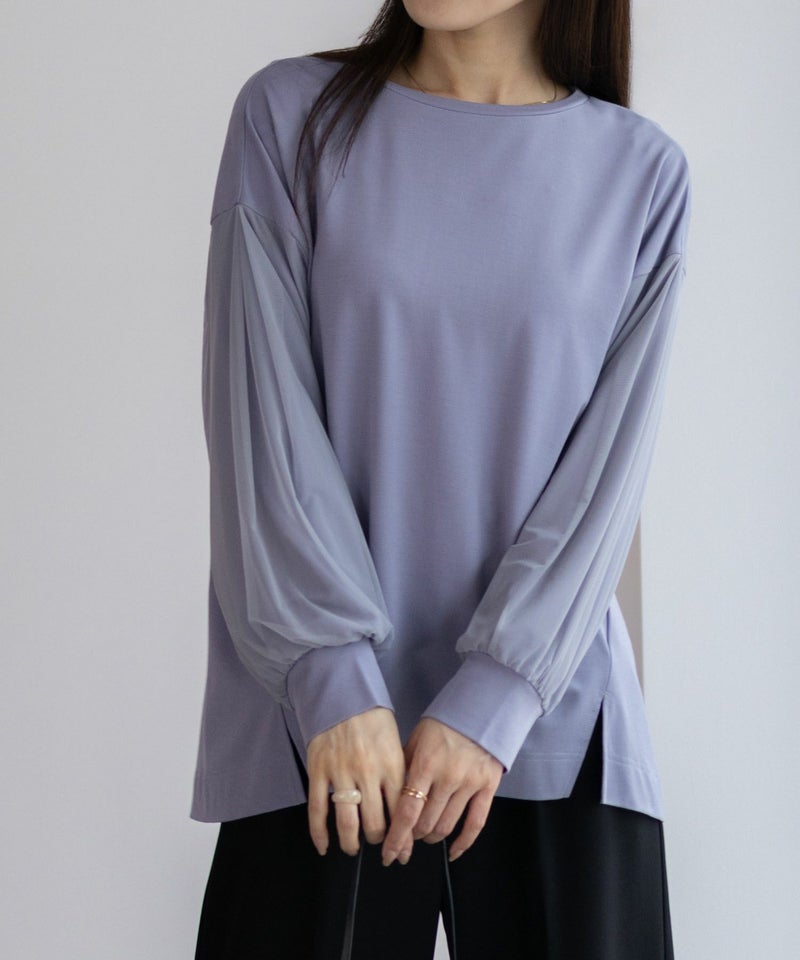 HusHusH ポンチ素材 袖チュールプルオーバー レディース メール便 対応商品商品画像-6