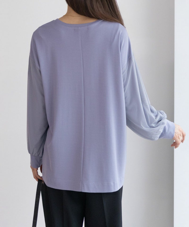 HusHusH ポンチ素材 袖チュールプルオーバー レディース メール便 対応商品商品画像-8