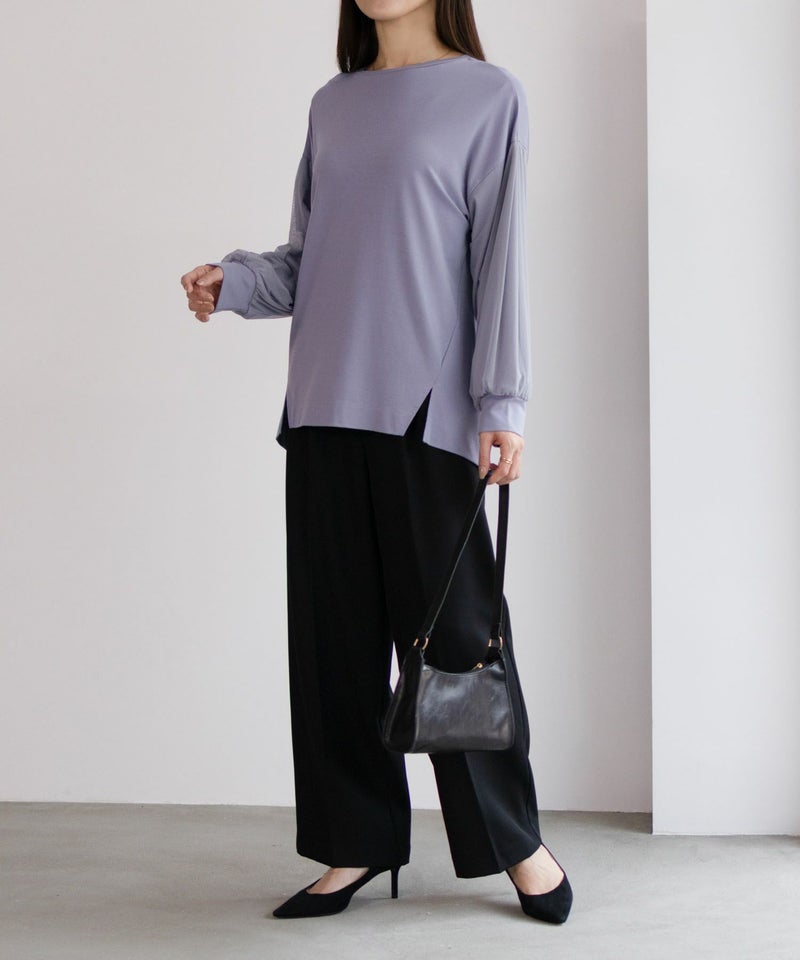 HusHusH ポンチ素材 袖チュールプルオーバー レディース メール便 対応商品商品画像-11