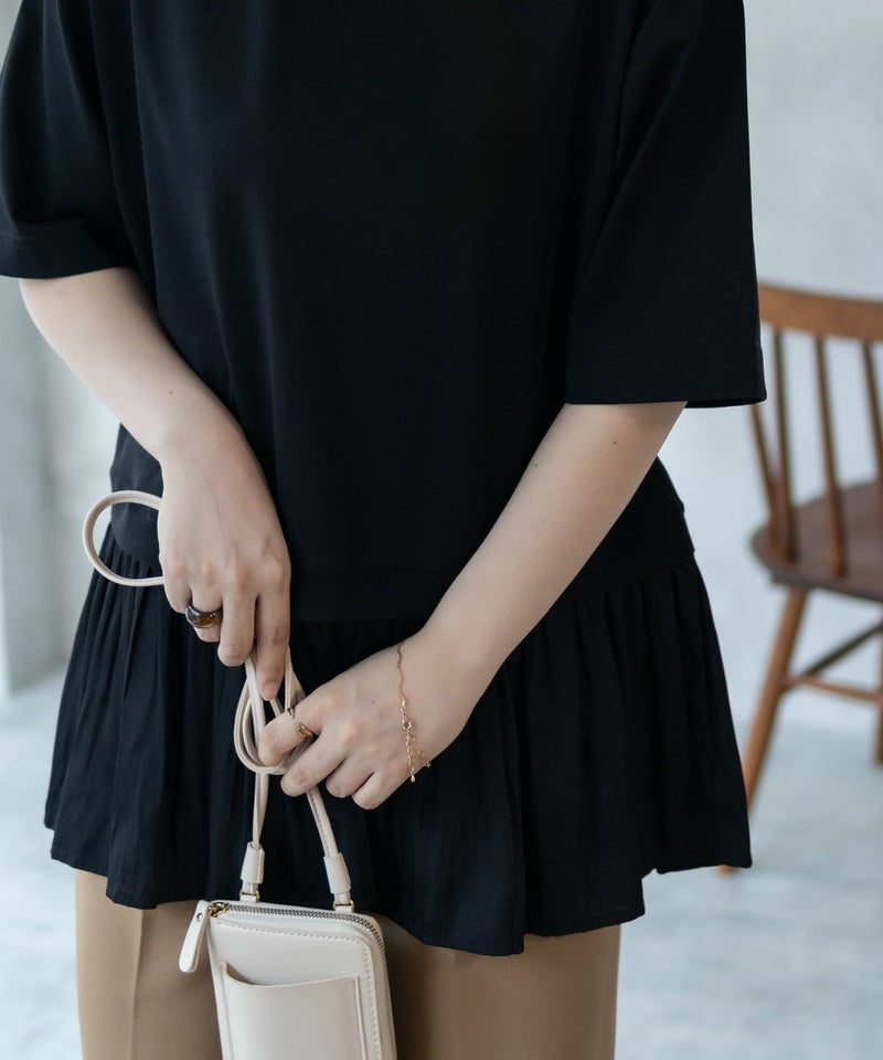 HusHusH  裾フリル切替5分袖プルオーバー レディース メール便 対応商品商品画像-15