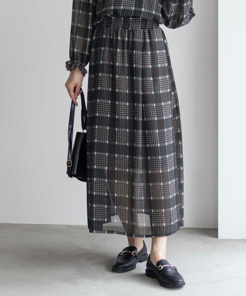 HusHusH  チェックプリントシフォンスカート レディース商品画像-1