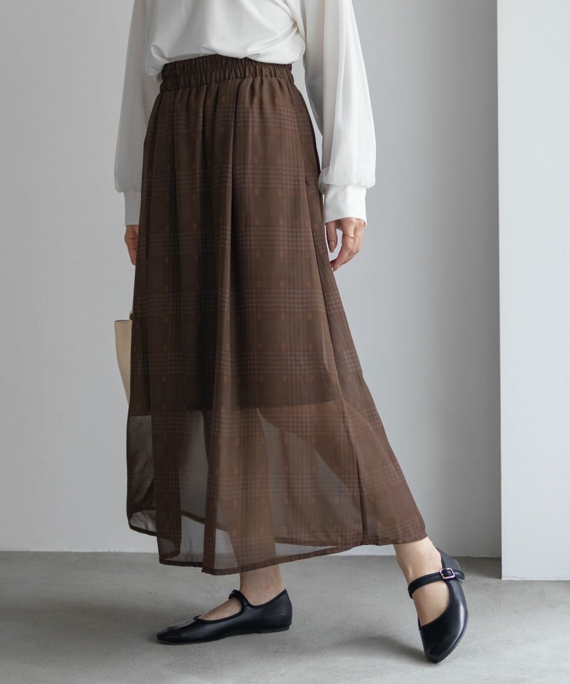 HusHusH  チェックプリントシフォンスカート レディース商品画像-2