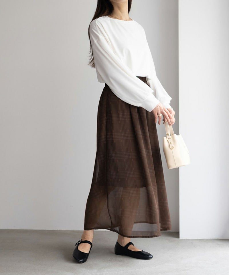 HusHusH チェックプリントシフォンスカート レディース商品画像-4