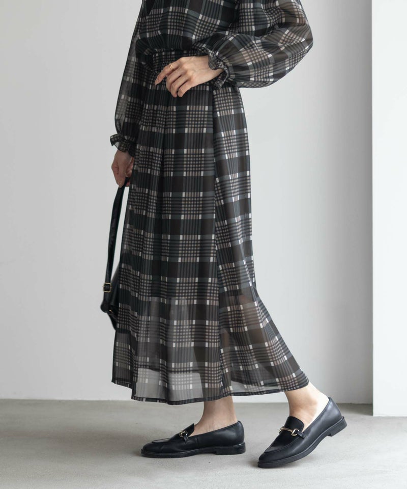 HusHusH チェックプリントシフォンスカート レディース商品画像-5