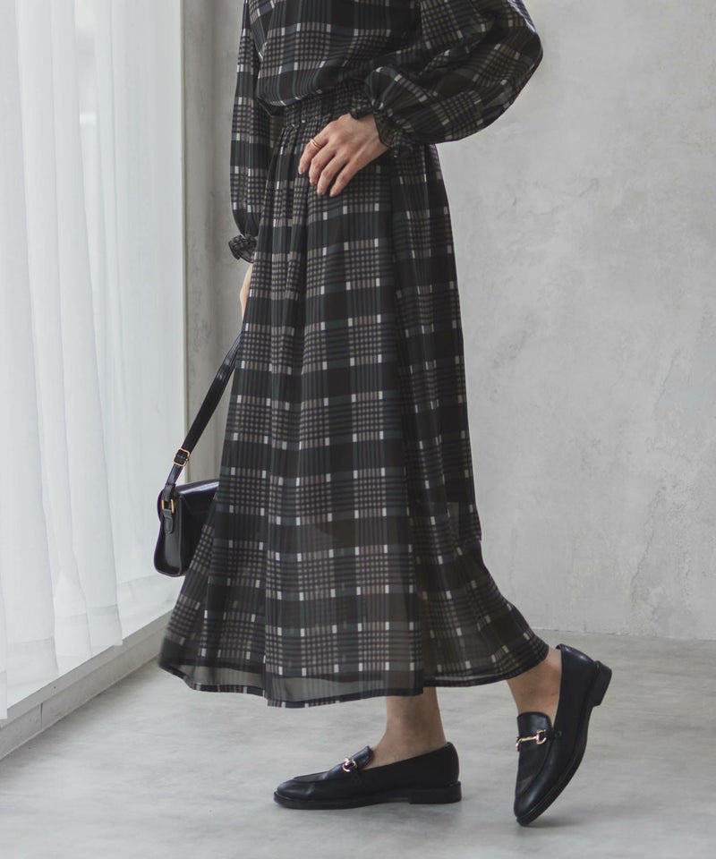 HusHusH チェックプリントシフォンスカート レディース商品画像-8