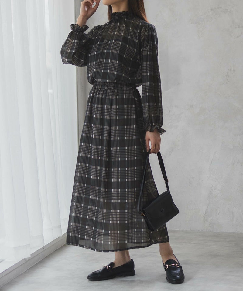 HusHusH チェックプリントシフォンスカート レディース商品画像-9