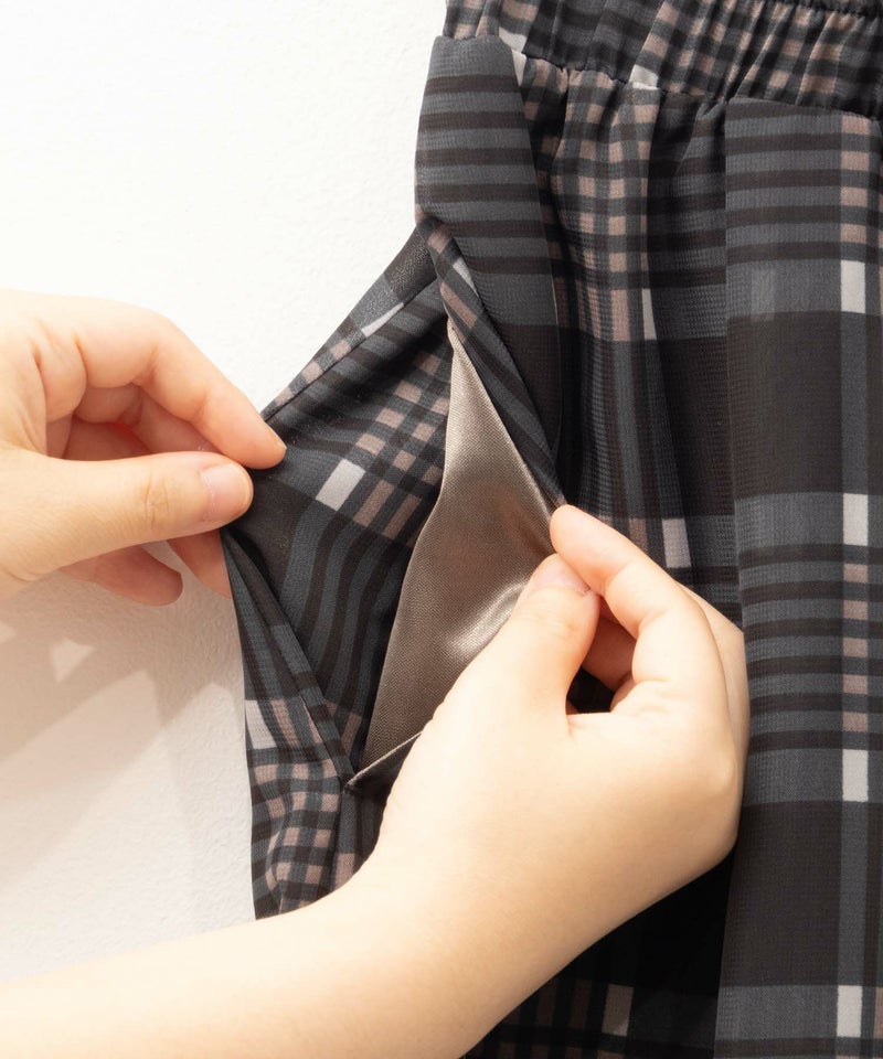 HusHusH チェックプリントシフォンスカート レディース商品画像-20