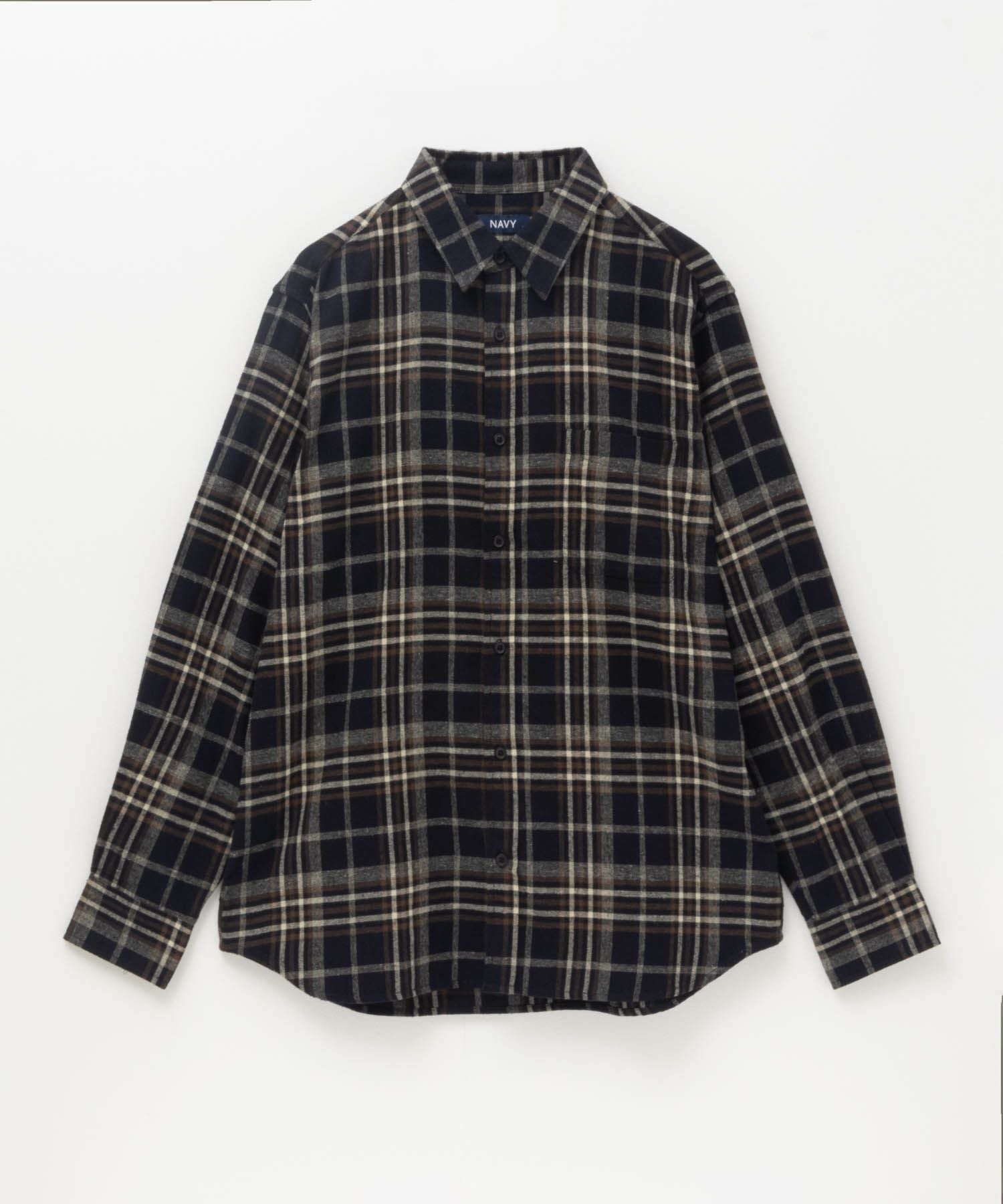 everyone バックロゴ チェック シャツ XL ネイビー 新品未使用 NAVY ネルチェックシャツ メンズ