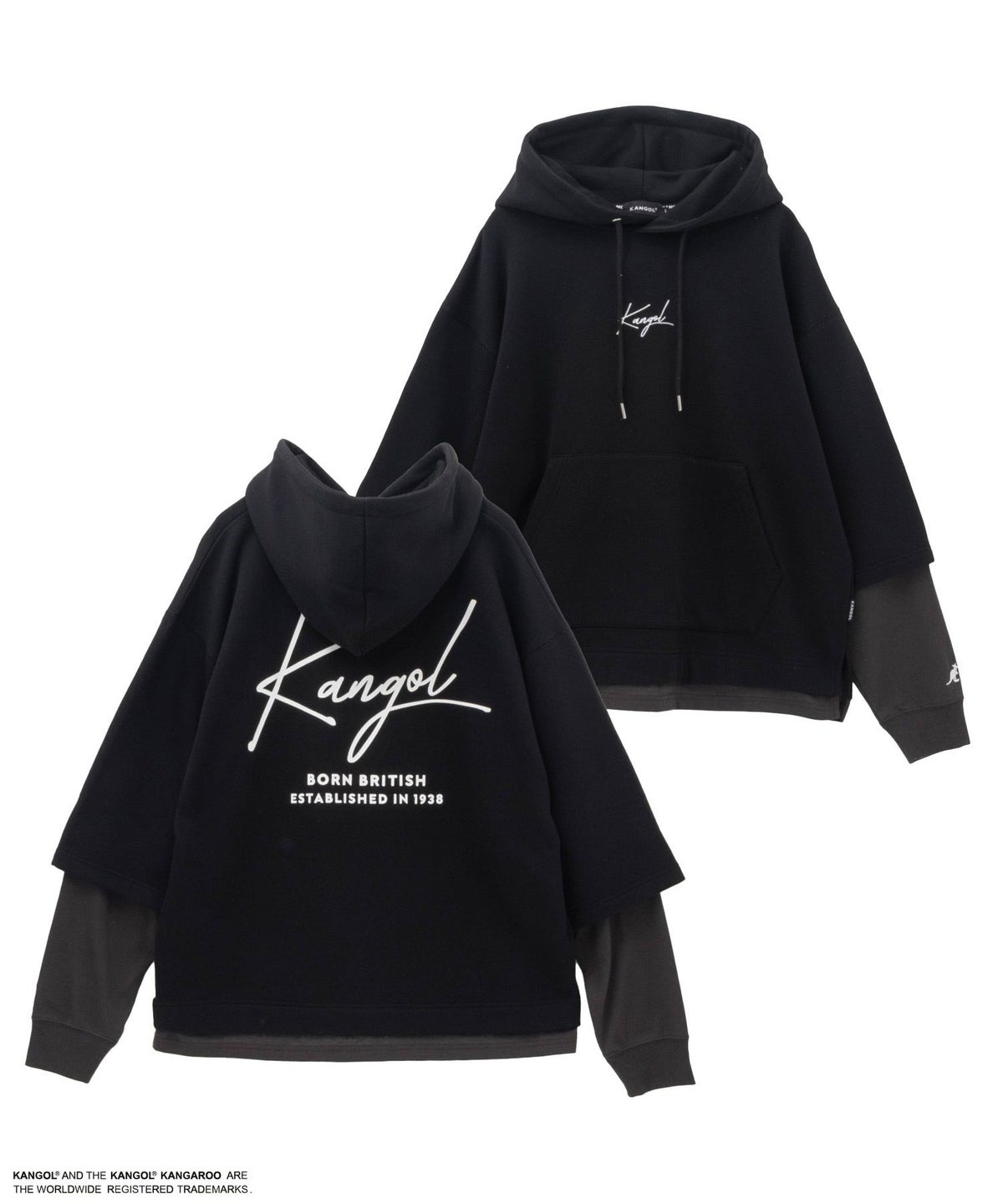 KANGOL 裏起毛フェイクレイヤードパーカー メンズ