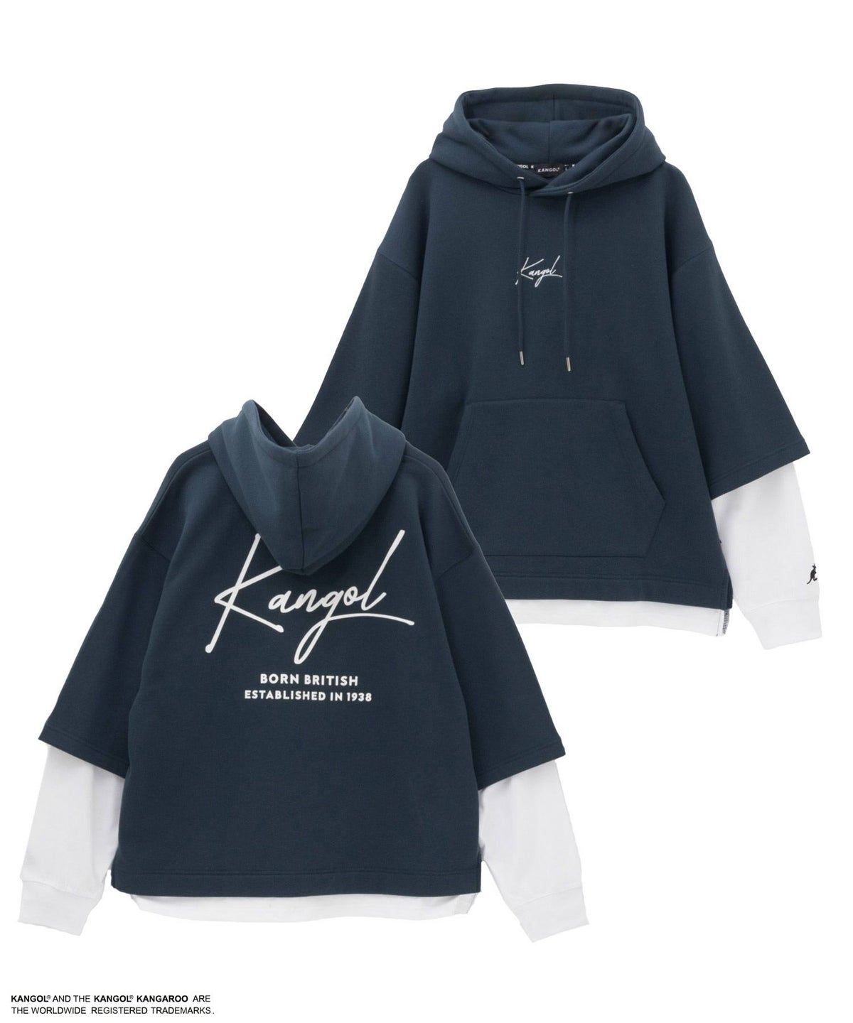 KANGOL 裏起毛フェイクレイヤードパーカー メンズ