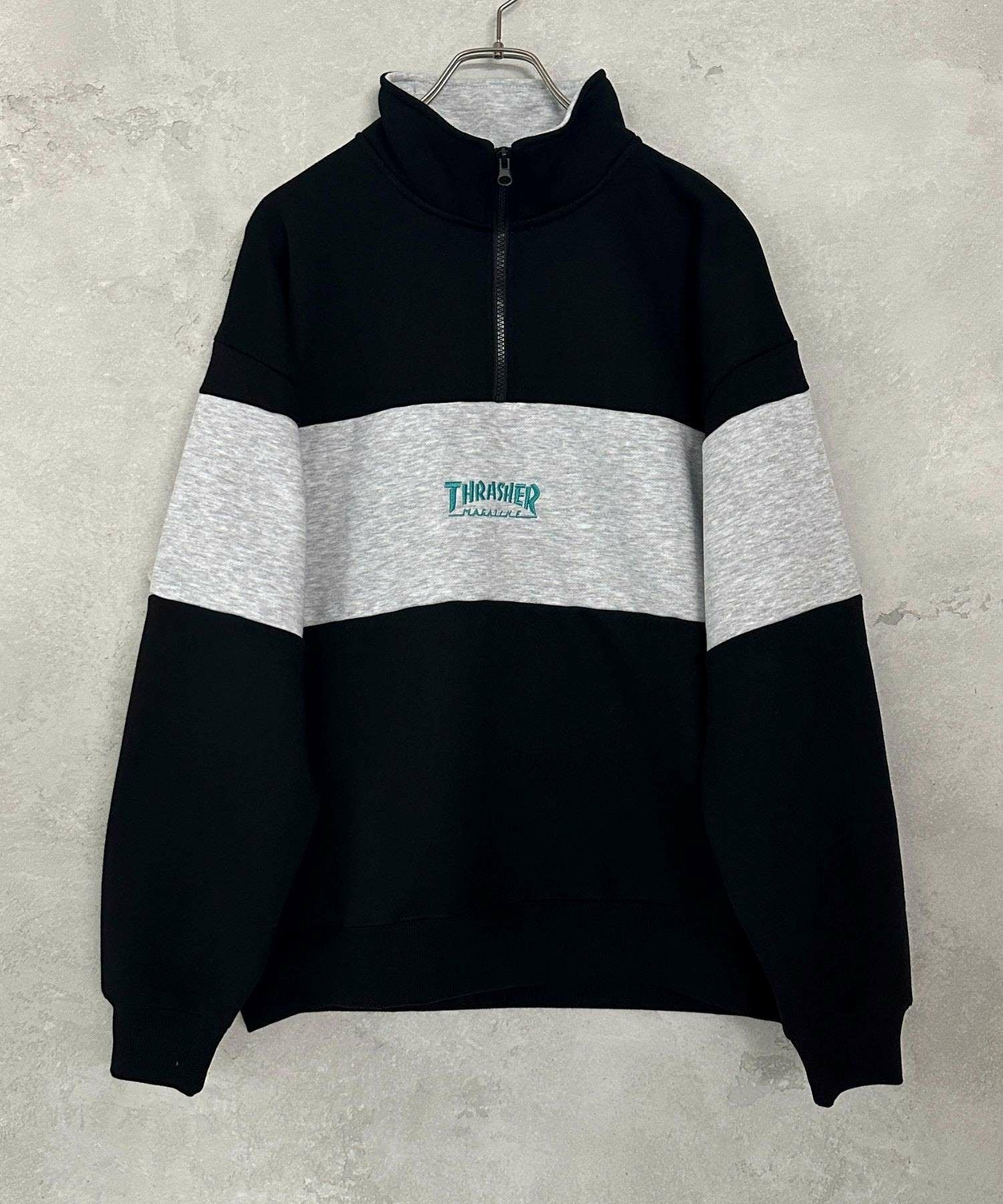 THRASHER 裏起毛切替ハーフジップ メンズ
