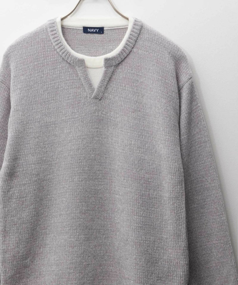 NAVY キーネックレイヤードTシャツ メンズ商品画像-2