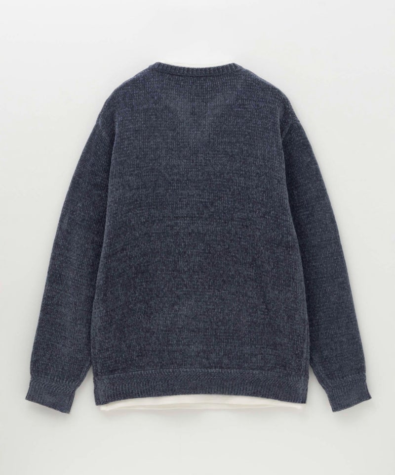 [期間限定knit]NAVY  キーネックレイヤードTシャツ メンズ商品画像-5