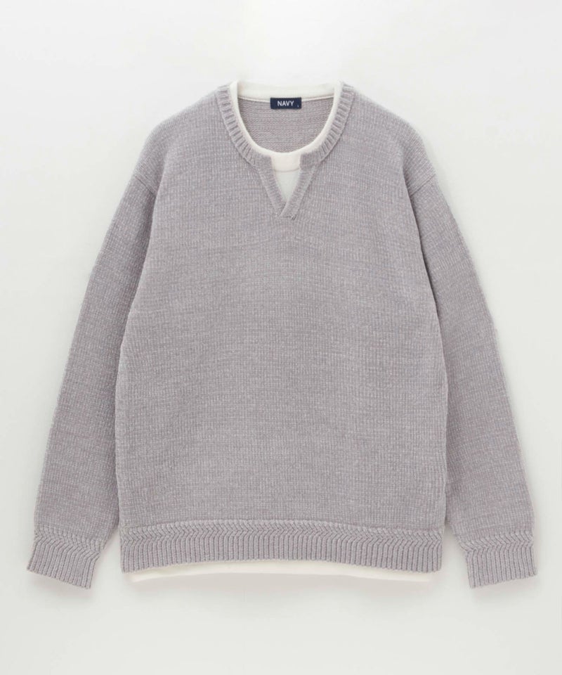 NAVY キーネックレイヤードTシャツ メンズ商品画像-6