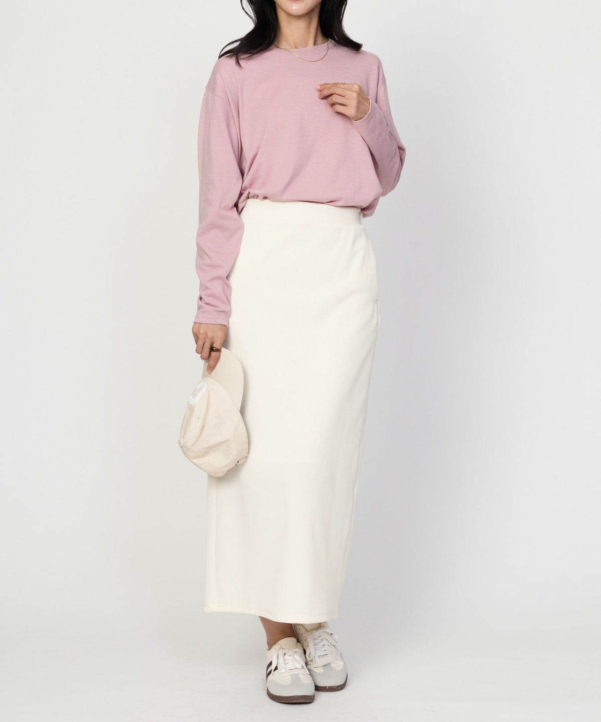 NAVY ベーシック裾ラウンド長袖Tシャツ レディース ネコポス 対応商品